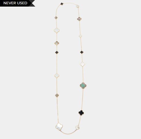 Van Cleef & Arpels Magic Alhambra Xà cừ Onyx Vòng cổ trạm vàng hồng 18k