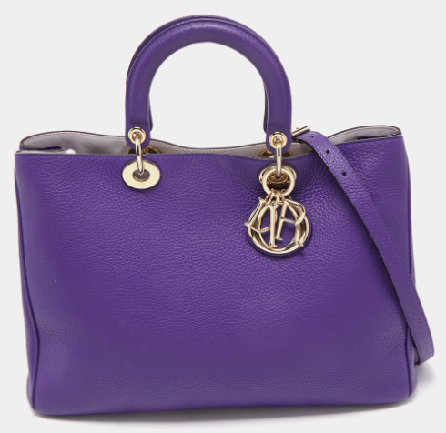 Dior Violet Leather Large Diorissimo Shopper Tote